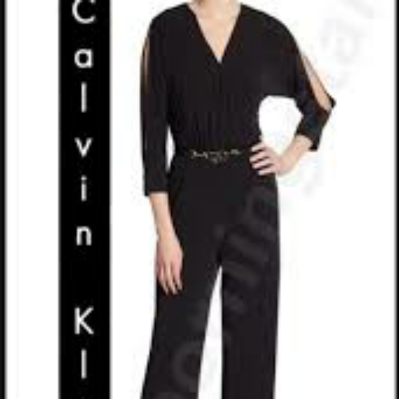 calvin klein split sleeve jumpsuit